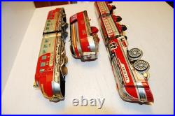 2 Old Dressler Distler Scale 0 Tin Steam Locomotives+Railcar+2 Passenger Cars