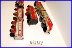 2 Old Dressler Distler Scale 0 Tin Steam Locomotives+Railcar+2 Passenger Cars