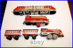 2 Old Dressler Distler Scale 0 Tin Steam Locomotives+Railcar+2 Passenger Cars