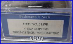 Bachmann N Scale Prairie 2-6-2 Steam Locomotive Painted, Unlettered