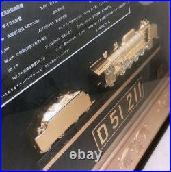 D51 Steam Locomotive 1/75 Scale Framed Plaque Showa-Era Junk
