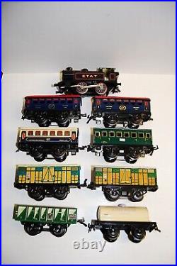 Hornby Hachette Scale 0 Sheet Metal Steam Etat +4 Passenger Cars +4 Freight Car