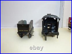 Hornby Meccano clockwork tin tender locomotive and 2 wagons, O scale + Video