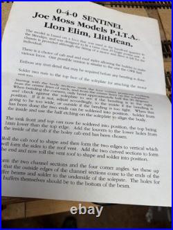 Joe Moss Models O Gauge 0-4-0 Sentinel Loco Kit Scale Etchings Only