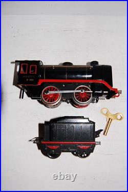 Old Märklin Scale 0 Tin Steam Locomotive R 910+ Tender 909 Clockwork Intact 29cm