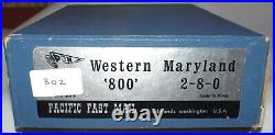 Pacific Fast Mail Ho Scale Western Maryland'800' 2-8-0 Brass Locomotive