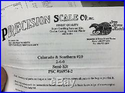 Precision Scale 16974-2 C&S No. 10 2-6-0 Built up Semi-Kit Brass HOn3 Brand New
